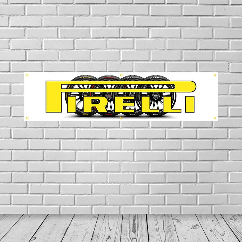 WinBanner 2x8 Fts Pirellis Tyres Flag Polyester Printed Banner Garage or Outdoor For Decoration
