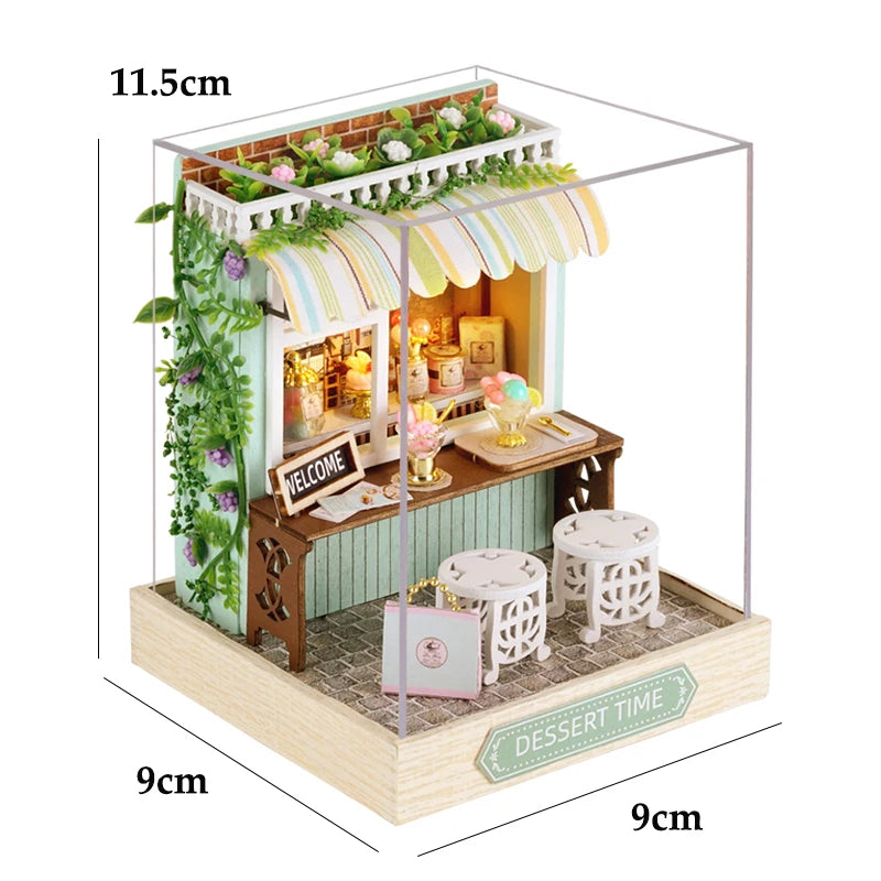 Wooden Miniature Doll House DIY Small House Kit Making Room Toys 3D Puzzle Assembly Building Model Toys for Birthday Gifts