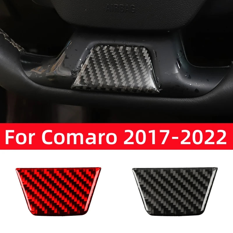 Real Carbon Fiber for Chevrolet Camaro 2017-2022 Accessories Interior Car Steering Wheel Panel Chin Cover Decorative Stickers