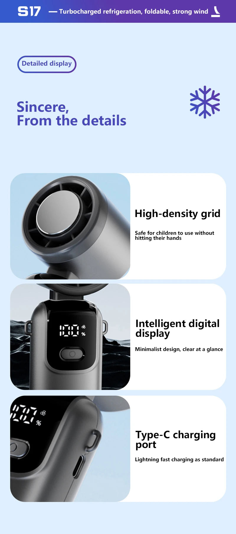 Xiaomi Refrigeration Handheld Electric Fan High-speed Violent Turbo Fan Folding Neck Hanging Ice Pack Small Fan Office Outdoor