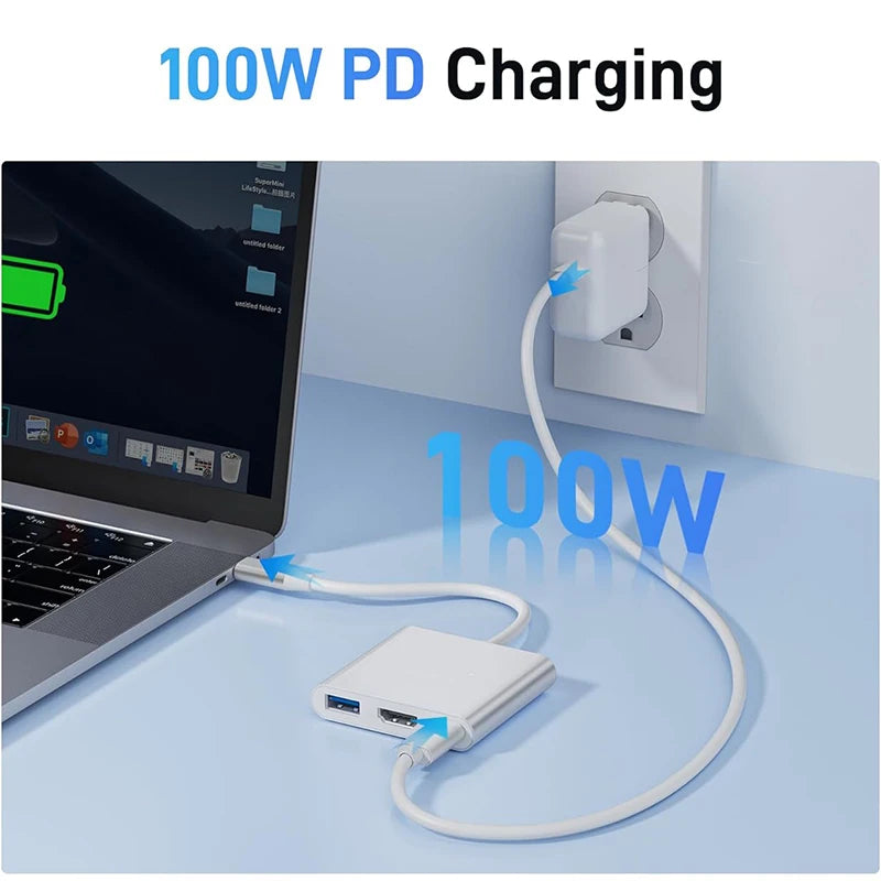 3 IN 1 USB HUB Male To Femal HDMI-compatible Adapter for PC Laptop Macbook USB 3.1 Type-C To USB 3.0 Charge Adapter Converter