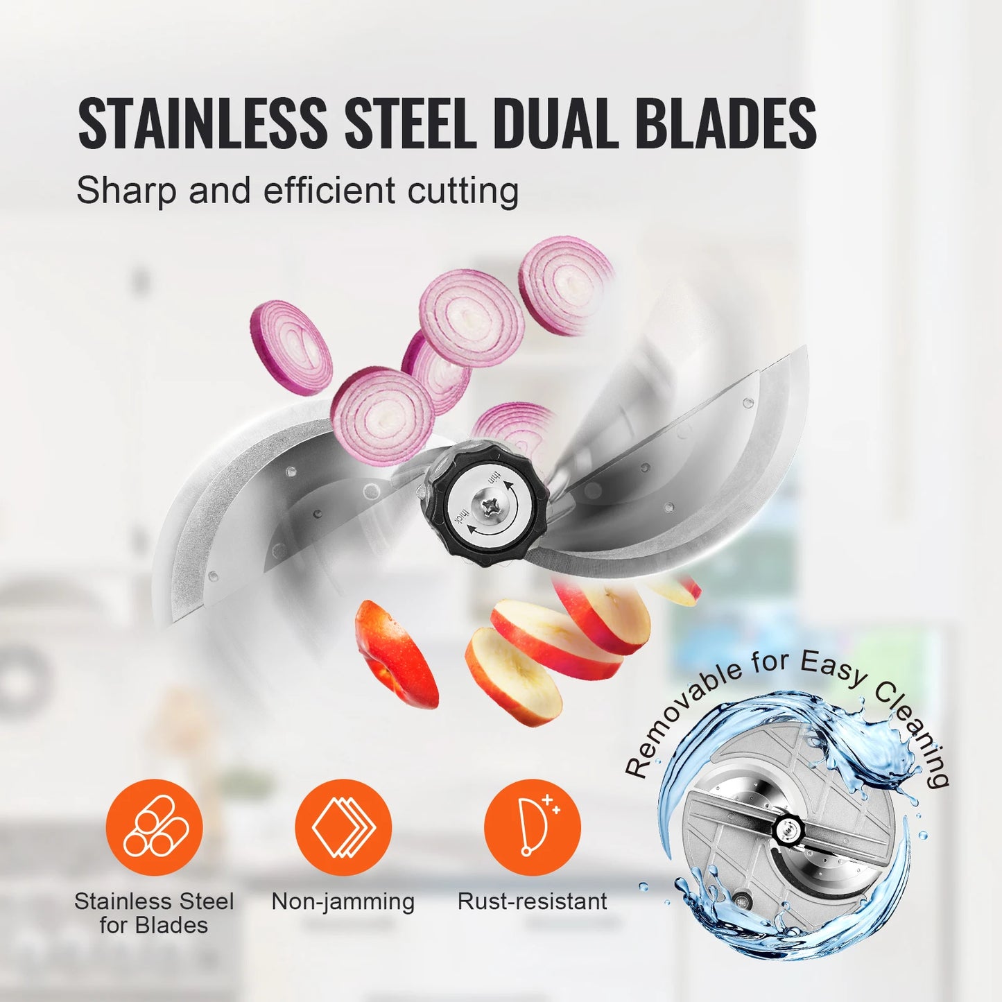 SucceBuy Electric Vegetable Slicer 0-12mm Thickness Adjustable Commercial Slicer Machine Stainless Steel Food Cutter Machine