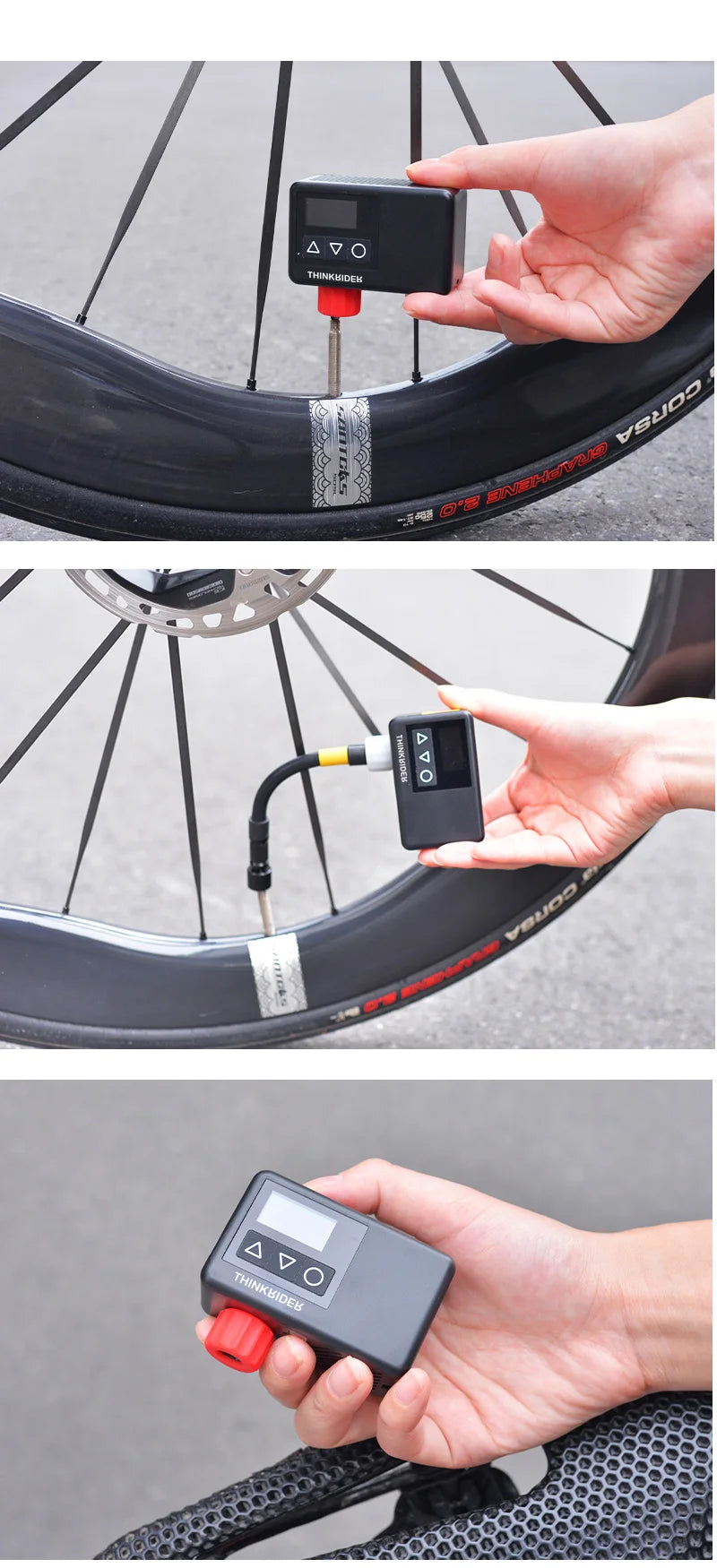 ThinkRider 120 PSI Portable Pocket Bike Electric Air Pump MINI Tire Inflator For Bicycle Digital Gauge Display