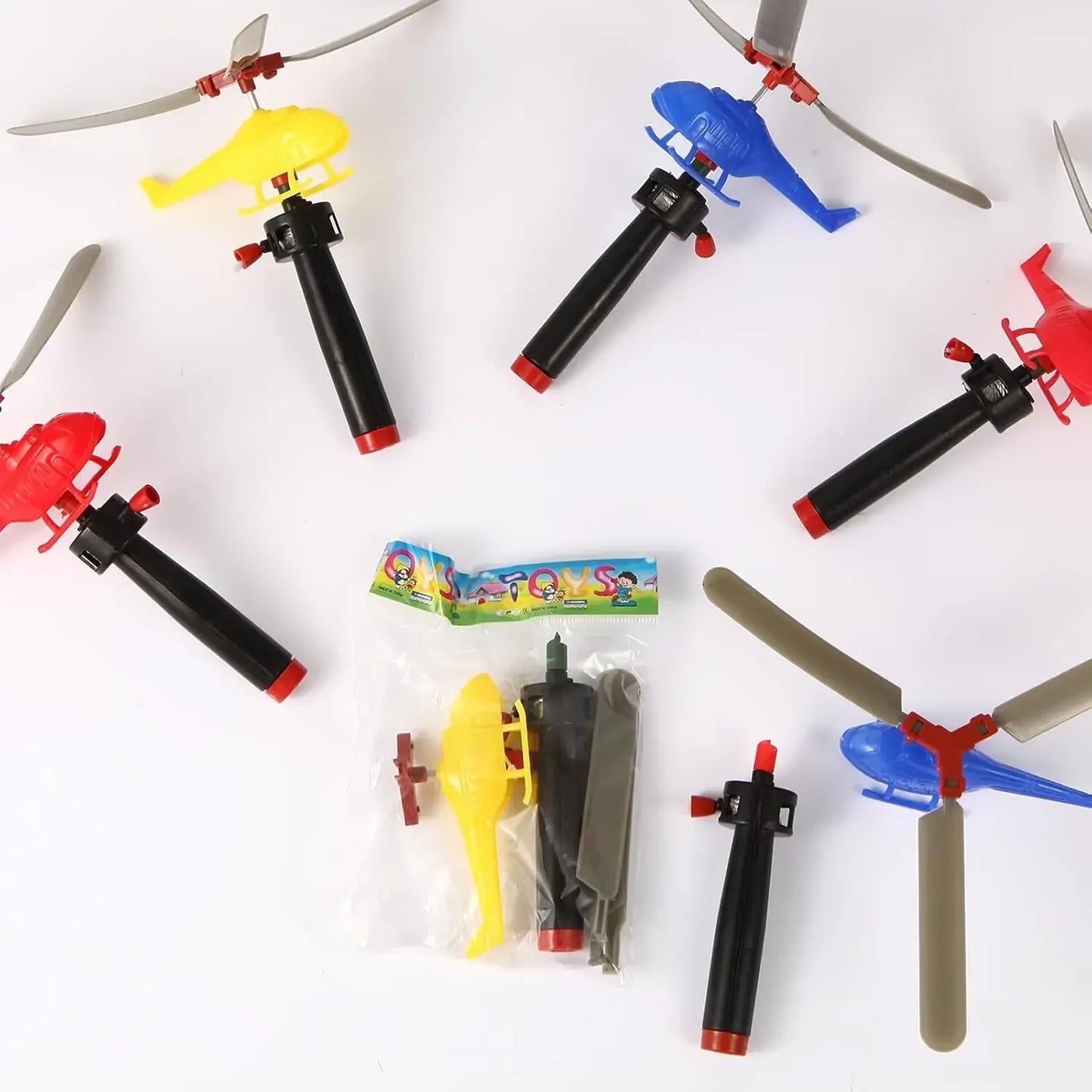 1/3/6 PCS Fun Outdoor Sports Flying Toys Handle Pull Wire Planes Toys Flying Toy Helicopter for Kids Rotating Helicopter Gift
