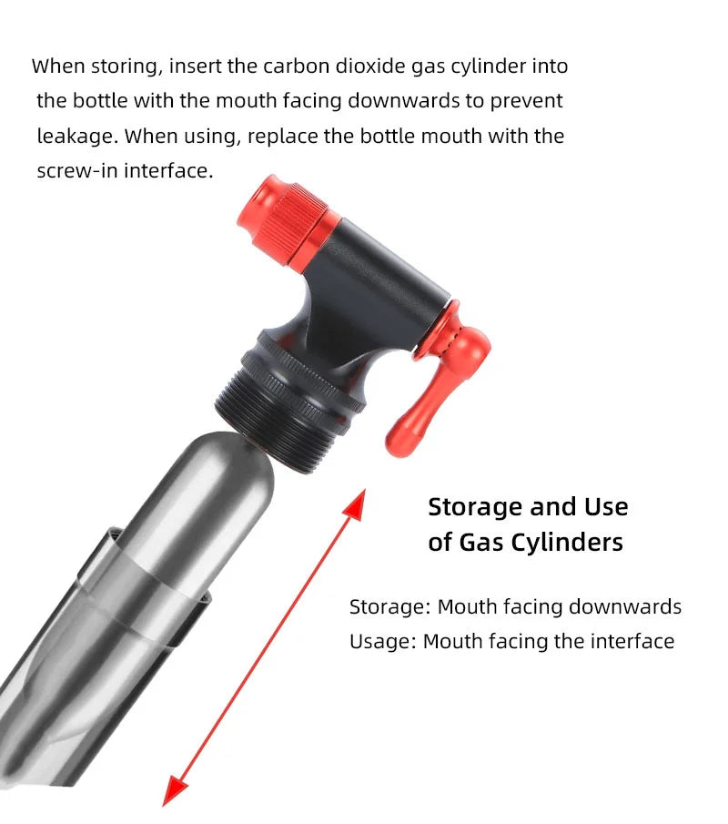 ZOYOSPORTS Bicycle CO2 Inflator Fits Presta Scrader Valve Road MTB Tire Quick Pumping Threaded 16/12/8G Unthreaded 16G Cartridge
