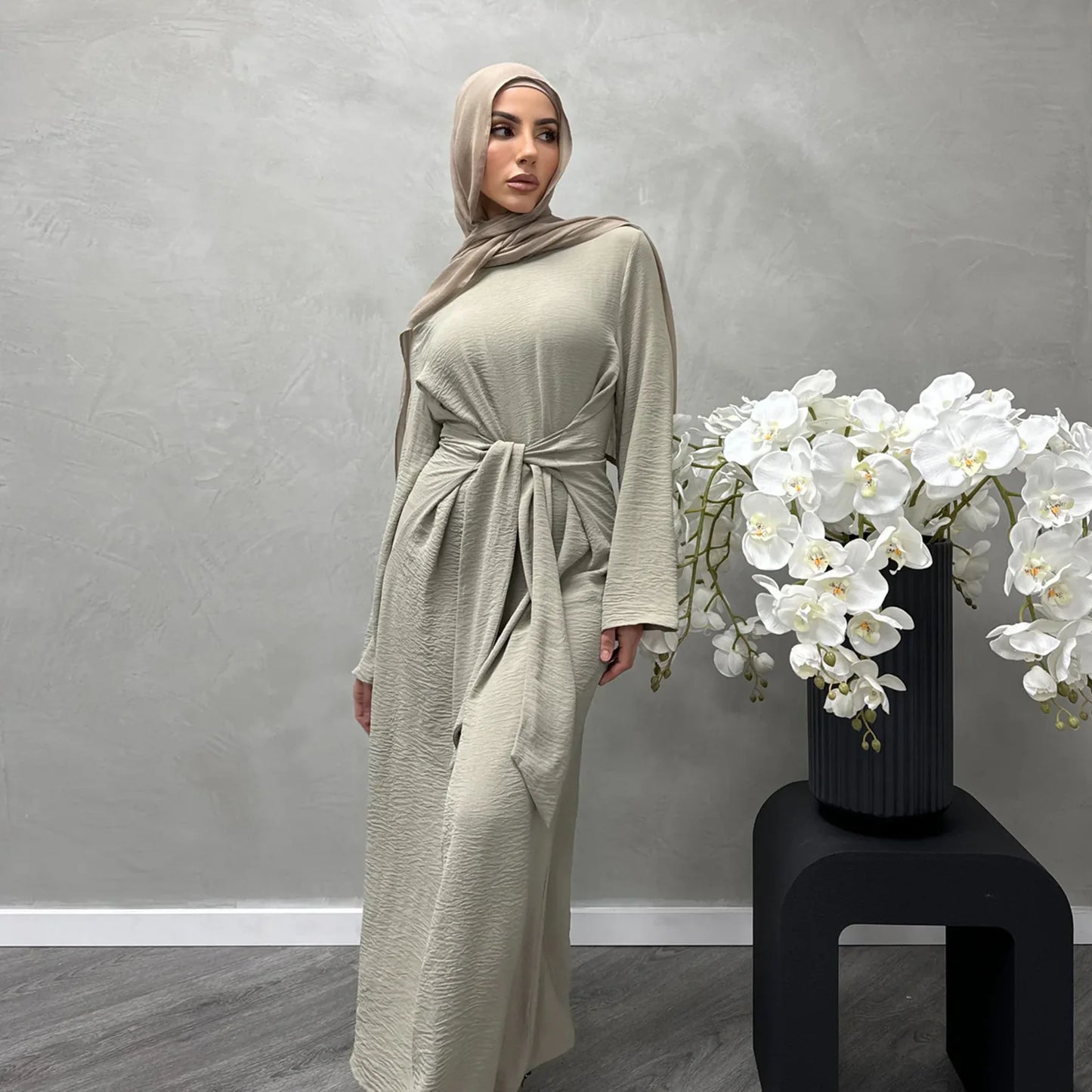 Uni Elegant Ramadan Muslim Modest Dress For Women Eid Arabic Turkey Kaftan Dresses femme Plain Abaya Dubai Islamic Clothing