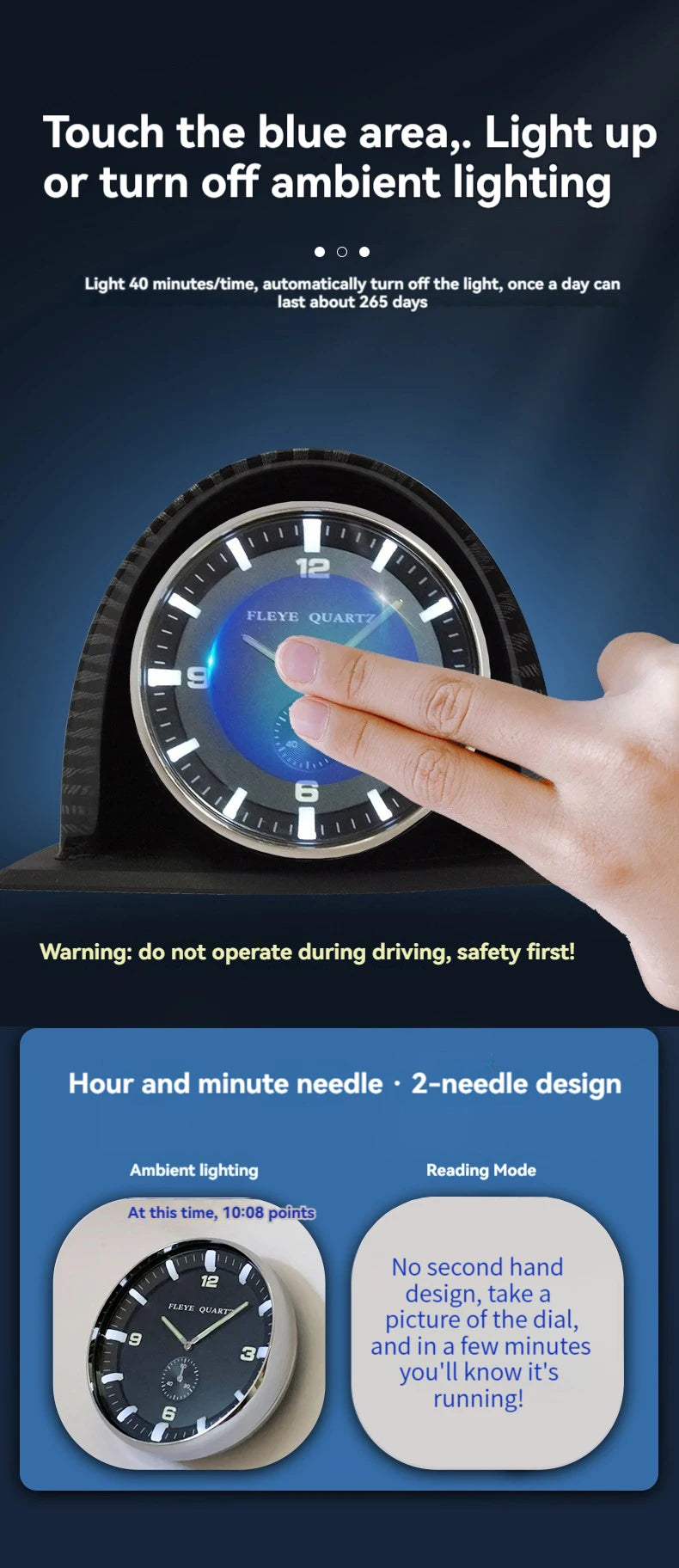 Universality Ambient lighting Car Interior Alarm Car Clock Car Dashboard Clock Car Watch Car Accessories Advanced Creative Clock