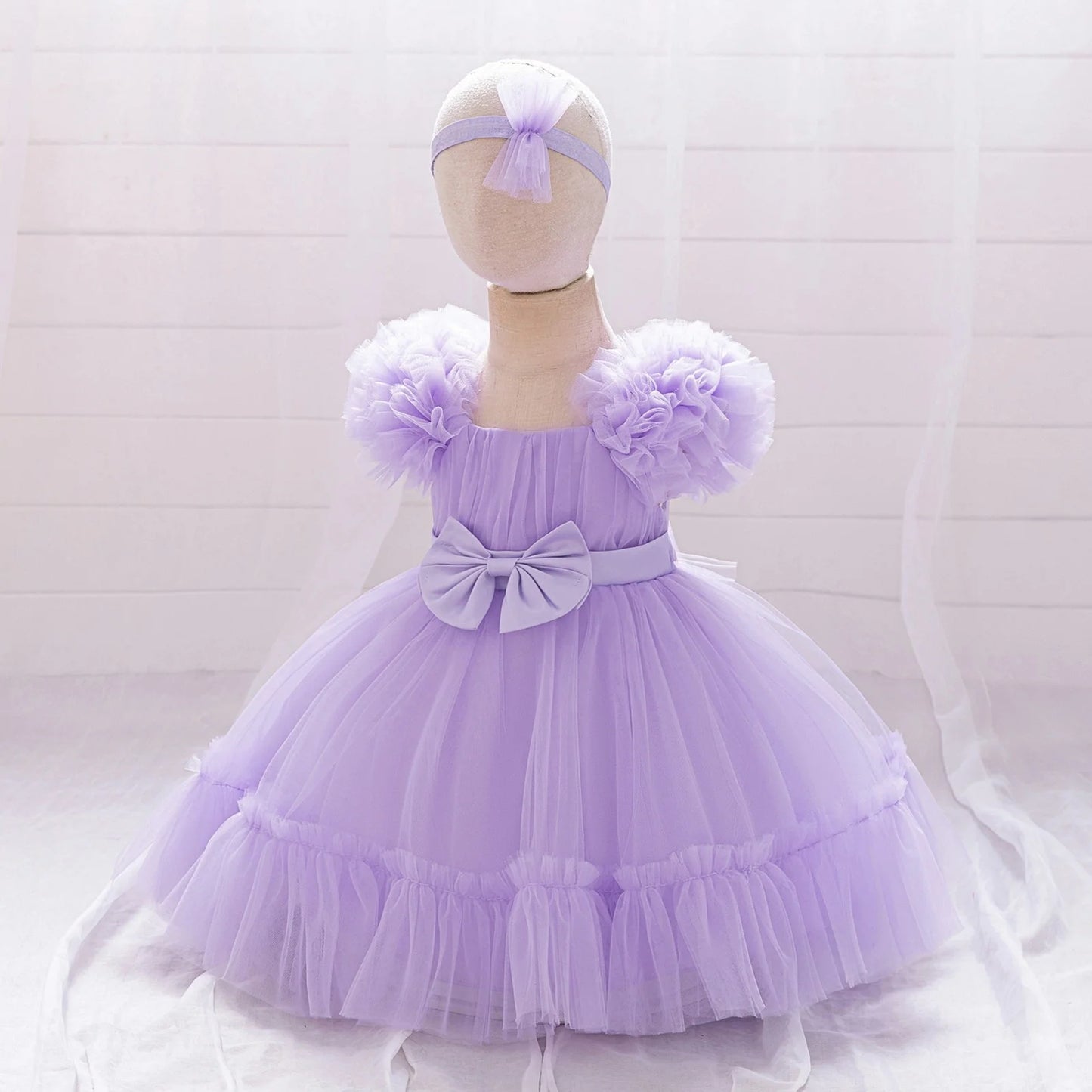 Toddler Party Baby Girls Dresses Baptism Bridesmaids Costume Infants 1st Birthday Bow Princess Dress Baby Wedding Christmas Gown
