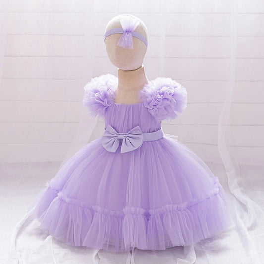 Toddler Party Baby Girls Dresses Baptism Bridesmaids Costume Infants 1st Birthday Bow Princess Dress Baby Wedding Christmas Gown