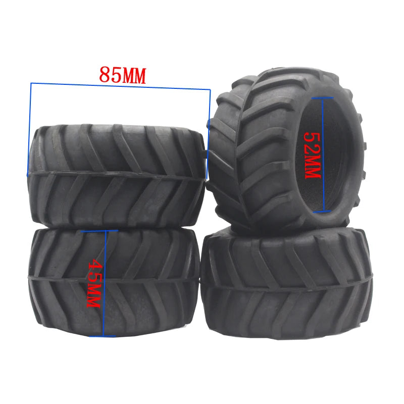 Remote Control Monster Truck 85mm Rubber Tire Tyres for HSP HPI WPL FS 1/16 RC Tires Tyres for ZD Racing Spare Parts