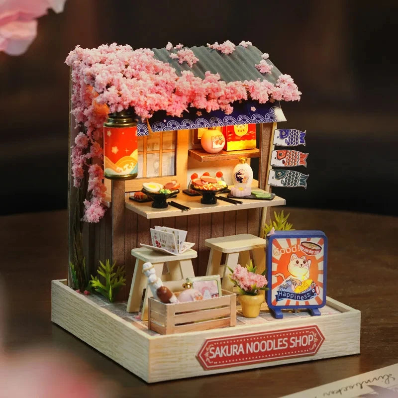 Wooden Miniature Doll House DIY Handmade Assembly Model Building Kit With Dust Cover 3D Puzzle Toys Birthday Gifts Dollhouse