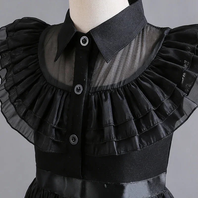 Wednesday Adams Cosplay for Girls Costume 2025 New Vestidos For Kids Carnival Easter Halloween Party Costumes for 3-12 Years