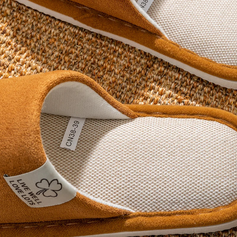 Slippers for Men，Non-Slip Soft-Soled Indoor House Slippers for Spring&Summer, All-Season Linen Home Comfortable Slippers - Belvar
