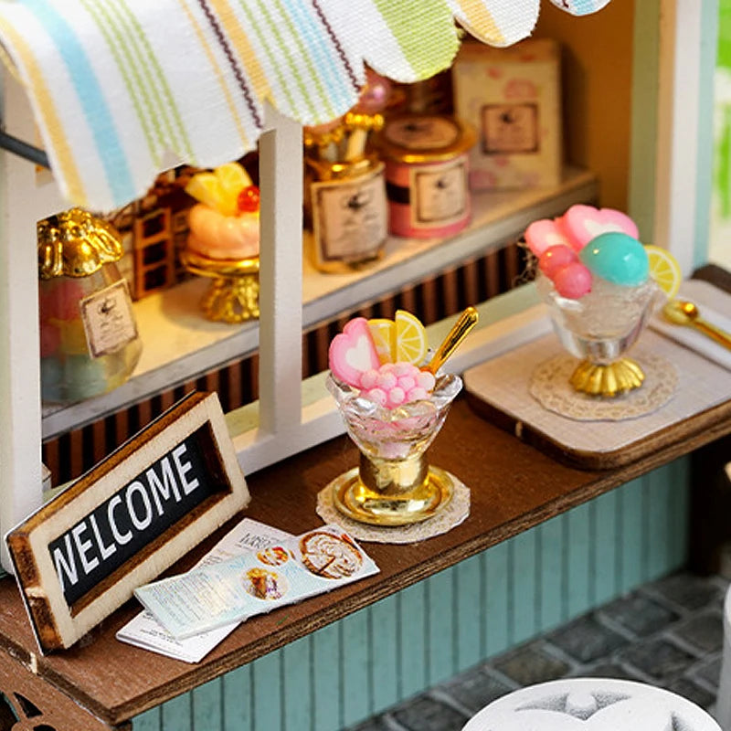 Wooden Miniature Doll House DIY Handmade Assembly Model Building Kit With Dust Cover 3D Puzzle Toys Birthday Gifts Dollhouse