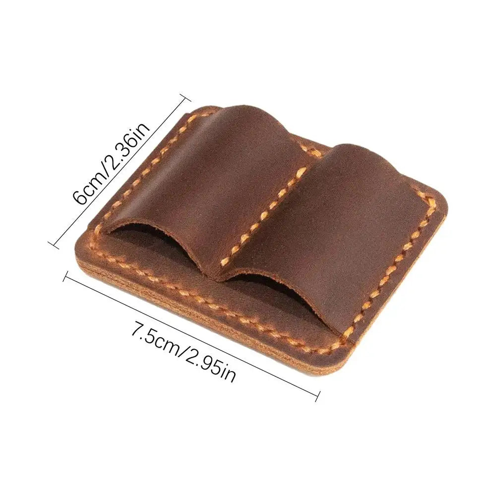 Retro Pen Pencil Holder Double Pen Clip PU Anti Lost Pen Organizer For Travel Notebook Pen Insertion Stainless Steel Pen Cover