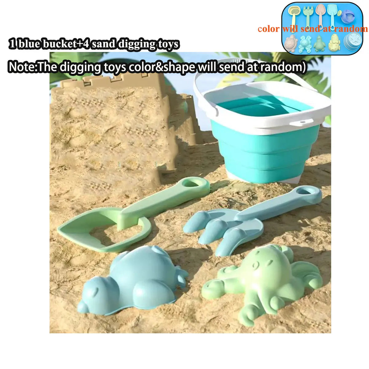 11/5/1 PCS Beach Sand Play Water Set Folding Bucket Summer Toys for Children Kids Outdoor Game Sandbox Accessories Color Random