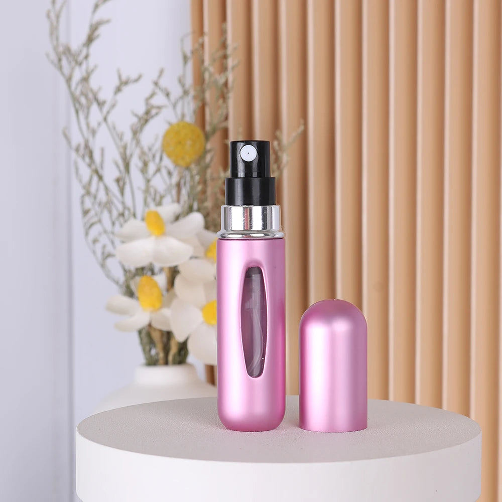 1pc Trial Size 5ml Aluminum Perfume Bottle Bottom Easy Pump Refill Perfume Spray Bottle Mini Lightweight Travel Essential