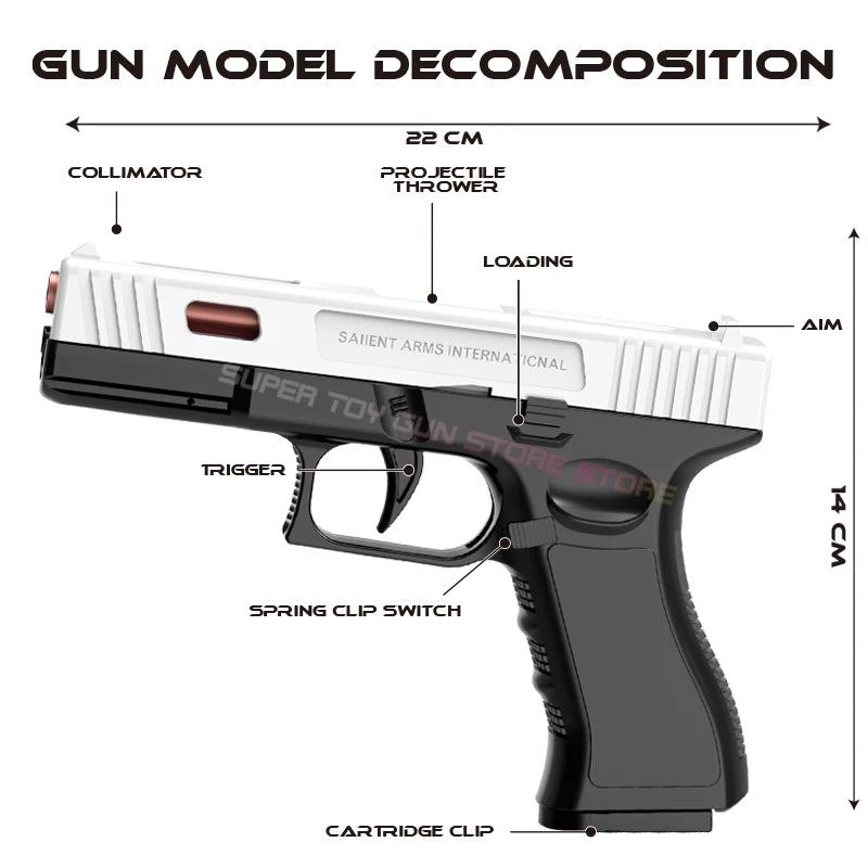 2025.G18 Toy Gun. Air Gun Pistol CS Shooting Weapon Toy Gun Automatic Shell Throwing Soft Bullet Toy Gun (Quick Disassembly)