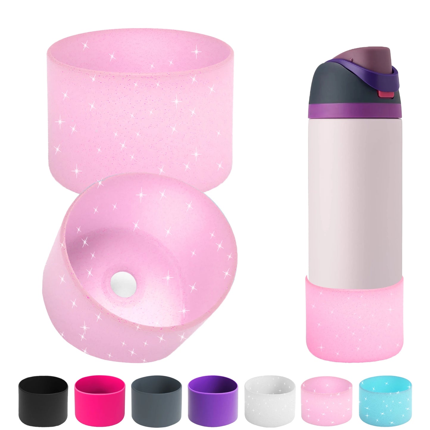 Silicone Water Bottle Boot For Owala 24oz 32oz Anti-Slip Protective Sleeve Bottom Bumper Protector Twist And Flip