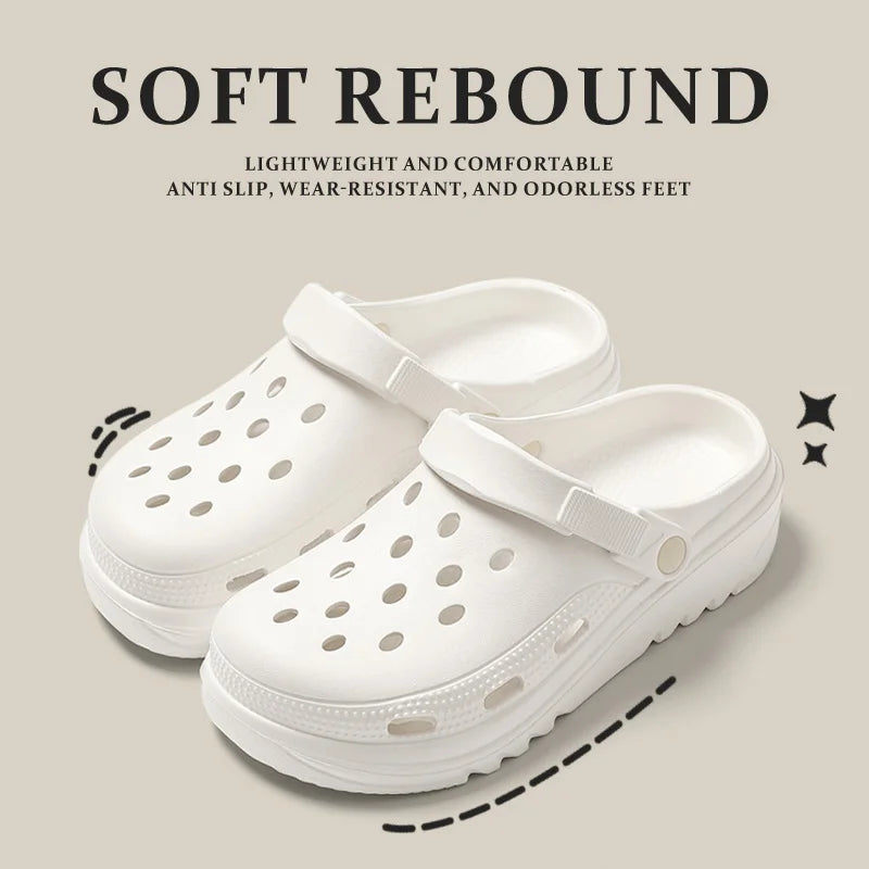 Thick soled perforated shoes for women, sandals for wearing, height increasing slippers, hiking beach sandals