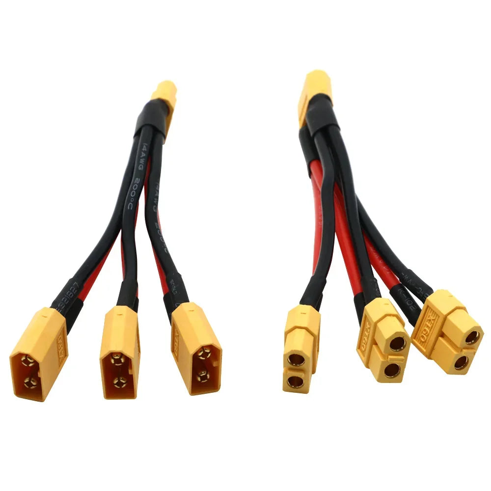 Silicon wire XT60 parallel battery connector male/female cable double extension Y splitter/RC battery motor with 3 way 14AWG