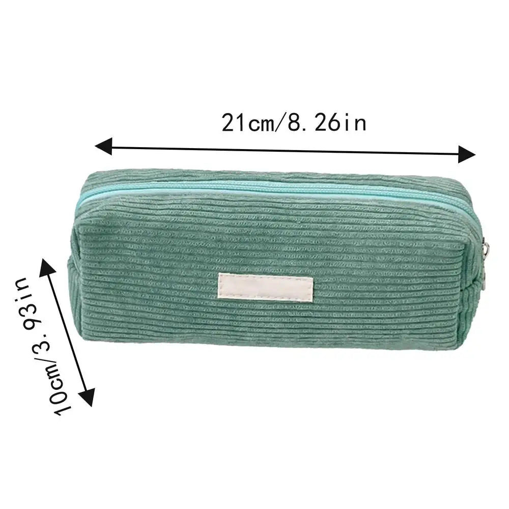 pure Corduroy Pencil Case Travel Cosmetic Lipstick Purse Storage Bag Student School Stationery Organizer Pouch Pencilcase