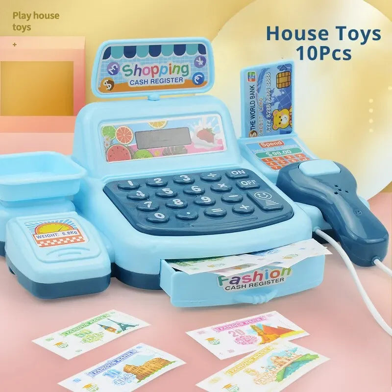 Simulation Shopping Cash House Toys Electronic Game Lighting and Sound Effects Supermarket Cashier Toys Toy for Kids Girl Gifts