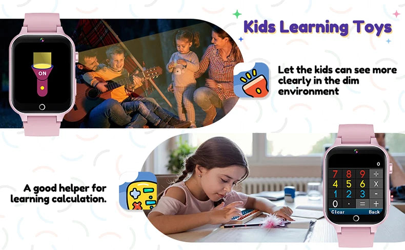 2024 Smart Watch Kids HD Touch Screen 26 Games Smartwatch Video Camera Music Audiostory Learn Card Educational Watch Boy Girl
