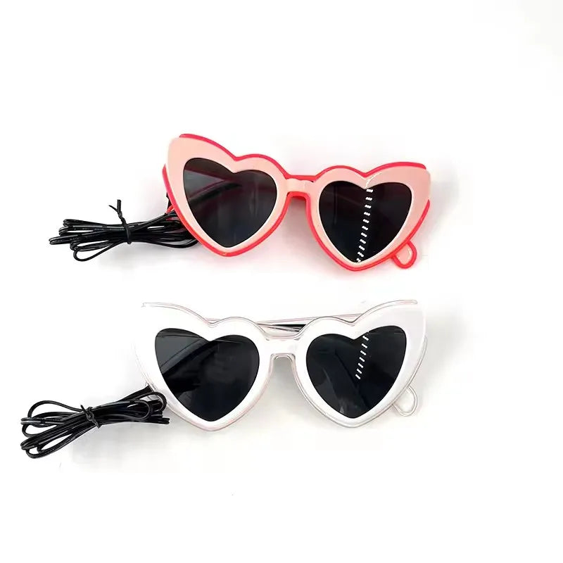 Retro LED Flashing Women Sunglasses Bachelorete Party Decoration Wedding Pink Heart Glasses Bride to be Valentine's day Props
