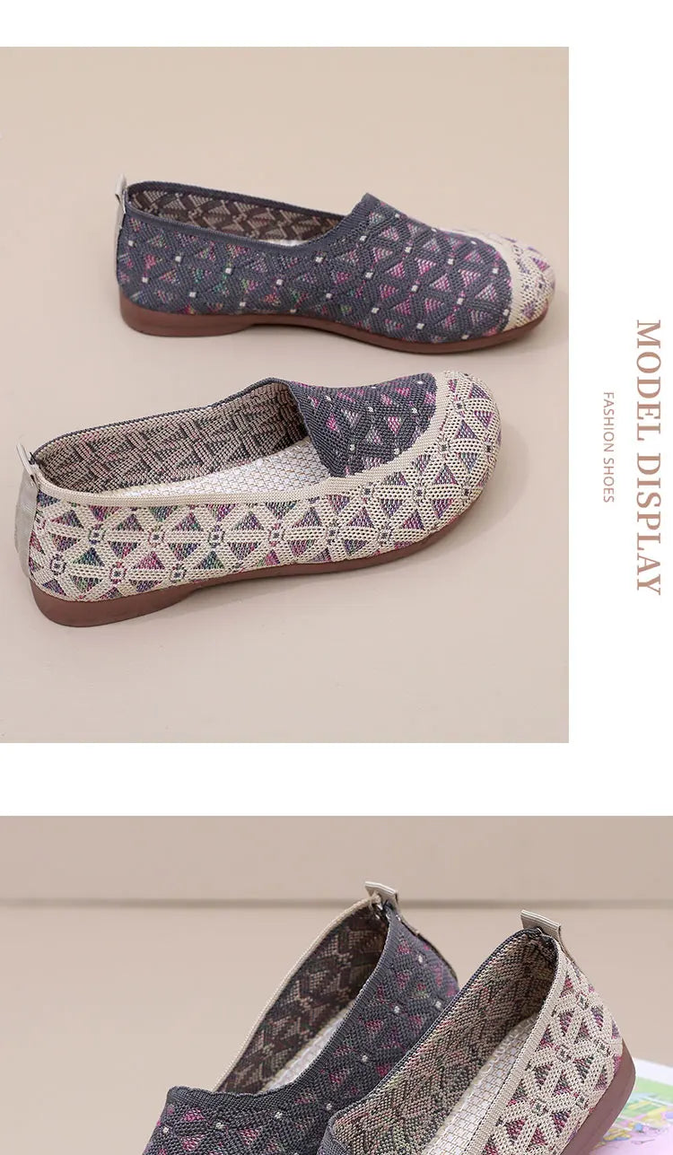 Ladies' 2025 mesh lightweight casual shoes for summer breathable and comfortable anti-slip round toe flat shoes - Belvar