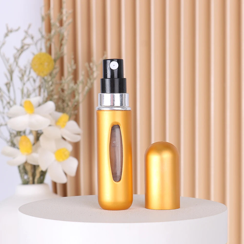 1pc Trial Size 5ml Aluminum Perfume Bottle Bottom Easy Pump Refill Perfume Spray Bottle Mini Lightweight Travel Essential