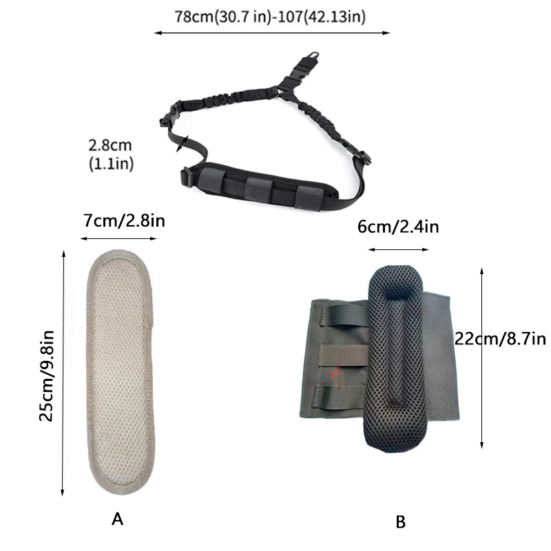 Tactical Sling Shooting With Shoulder Pad Adjustable one Point Bungee Airsoft Rifle Strapping Belt Hunting Hiking Accessories
