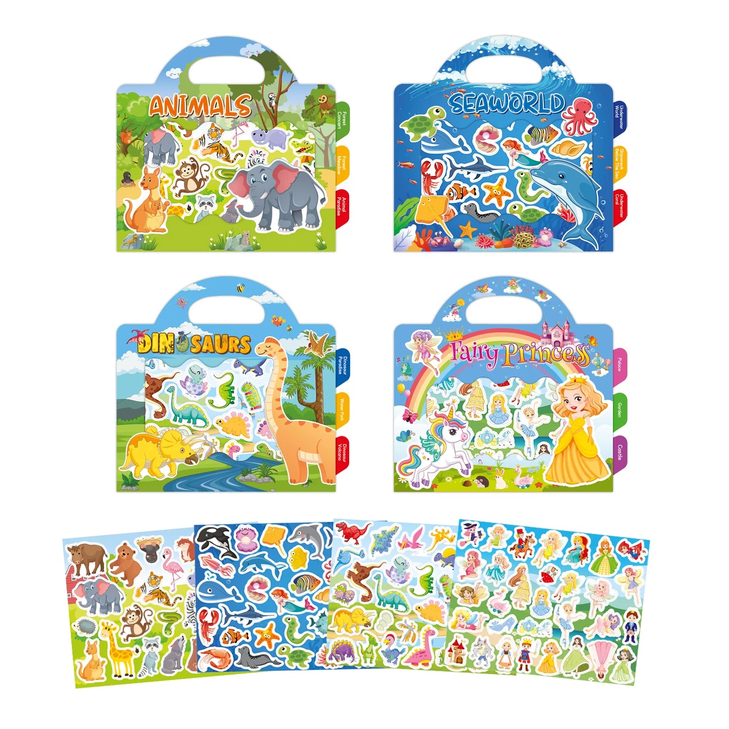 Reusable Cartoon Animal Scene Stickers for Kids DIY Hand-on Puzzle Learning Cognition Puzzle Book Educational Toy Gift for Child