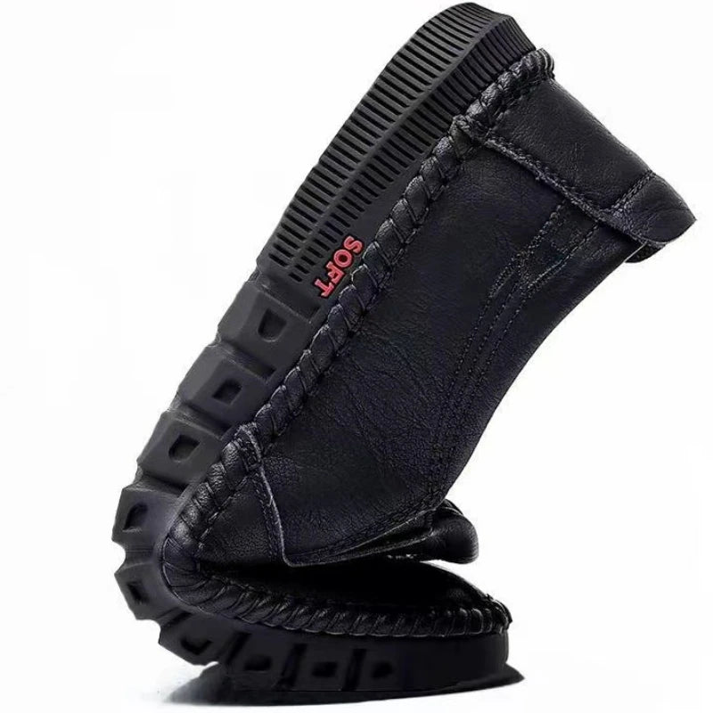 Men Leather Shoes Soft Sole Casual Shoes Autumn Comfortable Business Flats Man Lightweight Work Shoes Slip-on Driving Shoe Tenis - Belvar