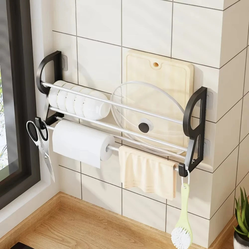 Wall Mounted Shoe Rack Simple Bathroom Slipper Rack Multi-functional Nail Free Kitchen Rack Hole Free Door Back Shoe Rack