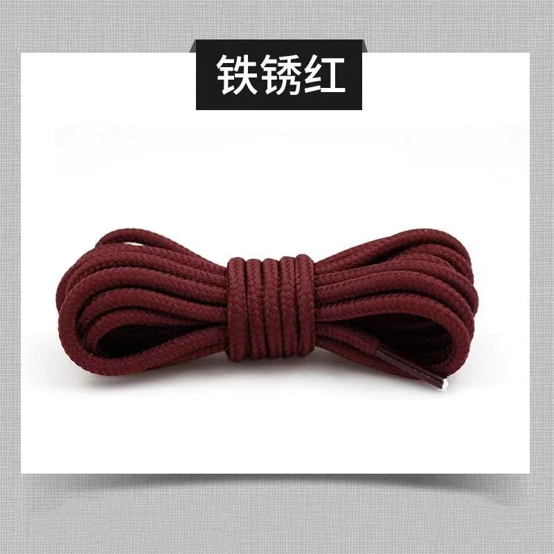 2pcs/ Pair Round Solid Polyester Black Brown Shoelaces For Marten Boot Women Men Outdoor Hiking Boots Sports Shoes Lace Strings