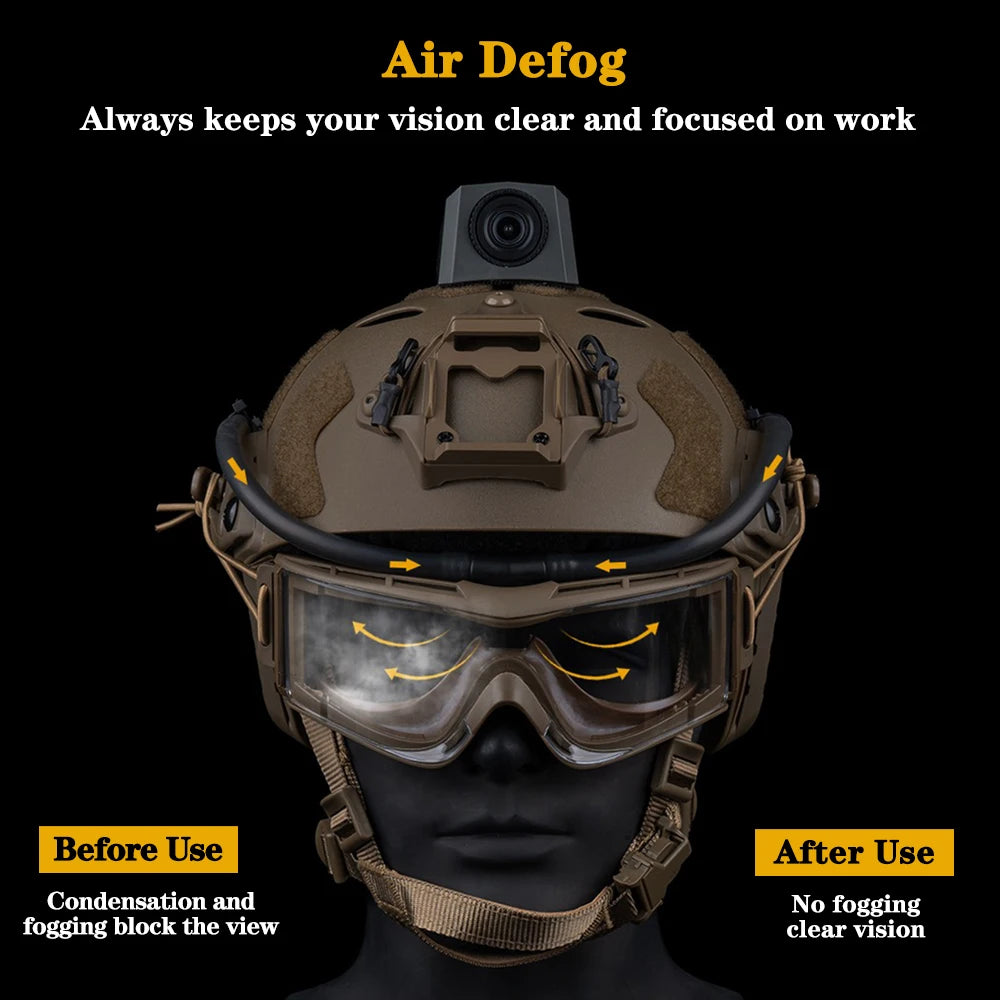 Tactical Goggles Fan Defogger Anti-Fog Kit Eyewear Air Defog for Airsoft Shooting Motocross Skiing Mountaineering Clear Vision