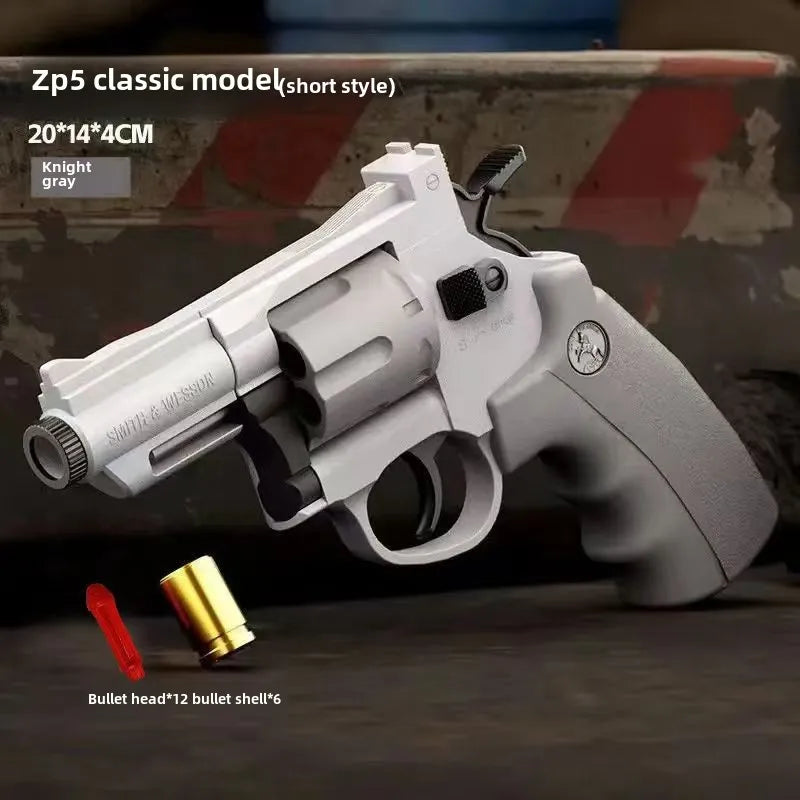 Soft Bullet Toy Gun Set with Ejecting Revolver for Kids, One-Key Detachable Pistol, Continuous Shooting