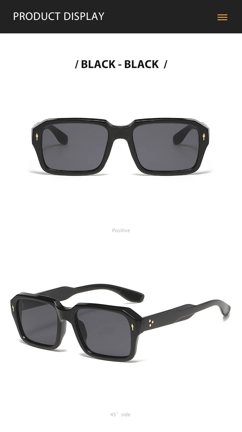 2024 New Square Sunglasses Personalized Sunscreen Ink High Quality Men's Retro Black Classic Rivet Fashion Glasses