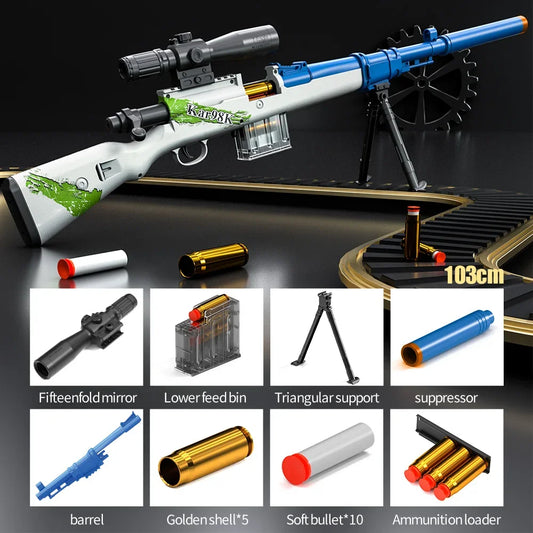 Sniper Rifle Toy Gun Realistic Soft Bullet Gun Big Manual Blaster Airsoft Weapons Adults Boys Outdoor Games CS Fighting