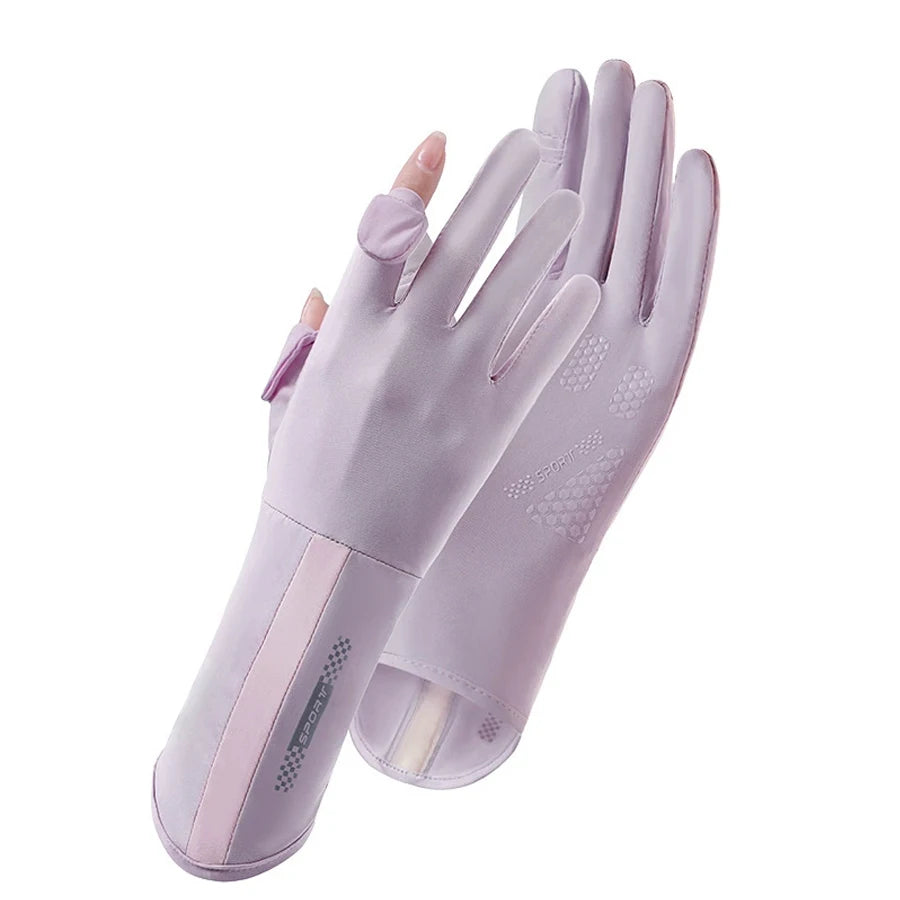 Summer sun protection gloves, anti slip, breathable, UV resistant, touch screen, cool feeling, cycling, outdoor sports, ice silk