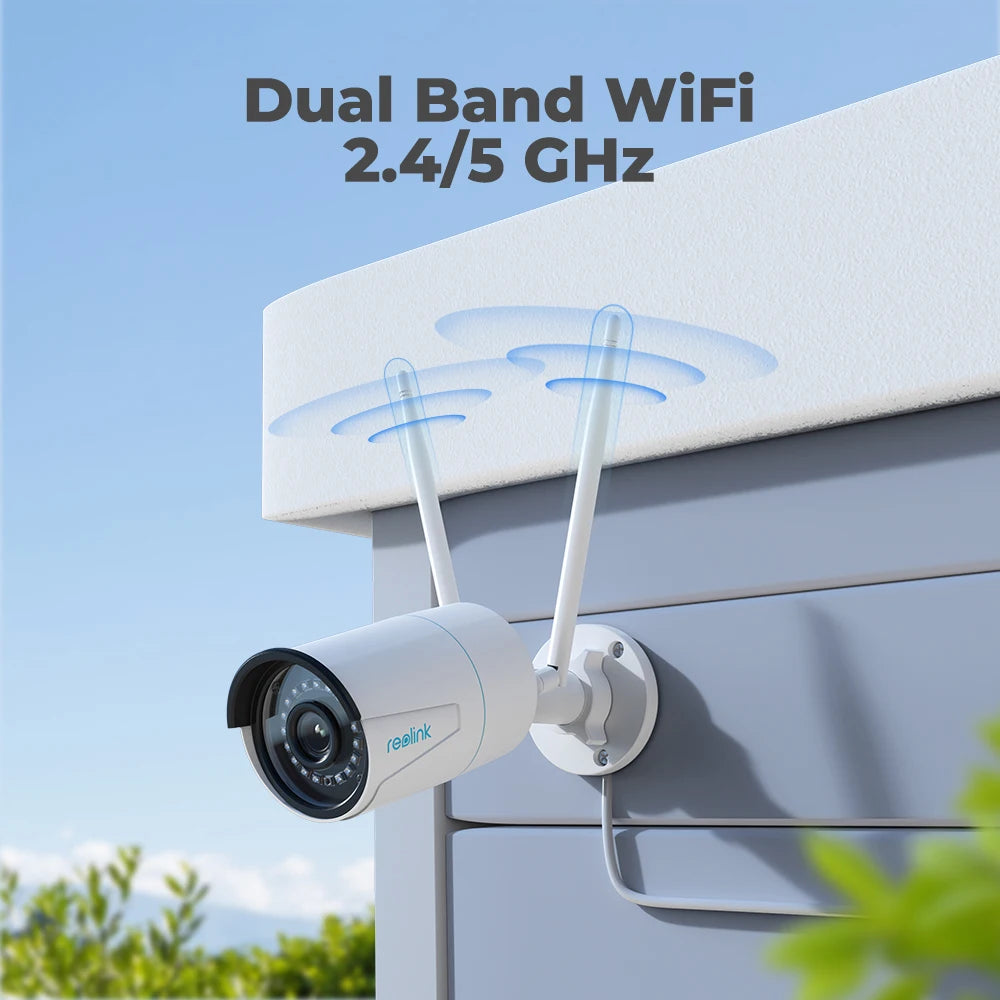 Reolink 5MP WiFi Security Camera 2.4G/5Ghz WiFi Human/Car Detection Surveillance Camera 100ft Night Vision IP67 Waterproof