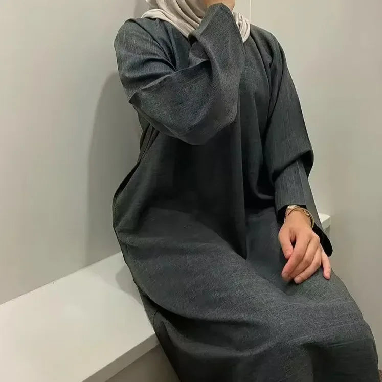 2025 Ramadan Eid Djellaba Plain Modest Muslim Dress Dubai Abaya Turkey Kaftan Kebaya Arabic Robe Women Islam Jalabiya Vestidos