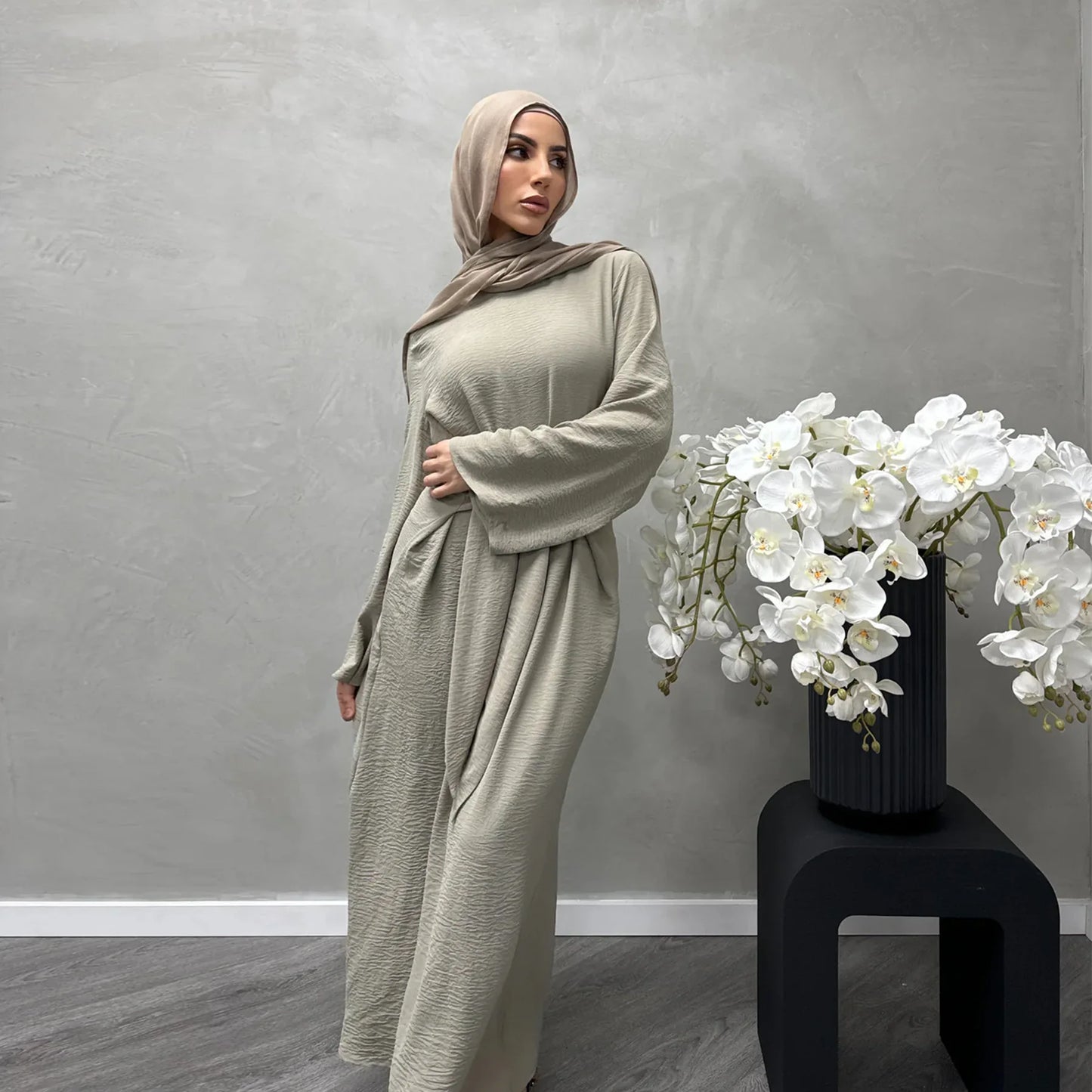 Uni Elegant Ramadan Muslim Modest Dress For Women Eid Arabic Turkey Kaftan Dresses femme Plain Abaya Dubai Islamic Clothing
