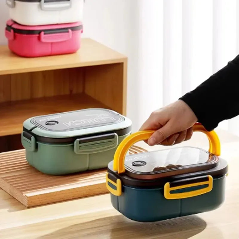 【Hot sales】Student Lunch Box Thickened PP Plastic Material Partition Double Layer Lunch Box Office Lunch Box Can Be Heated