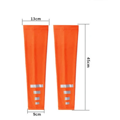 2Pcs Summer Outdoor Sun Protection Arm Sleeves Quick-drying Breathable Night Running Cycling Reflective Ice Silk Sleeves