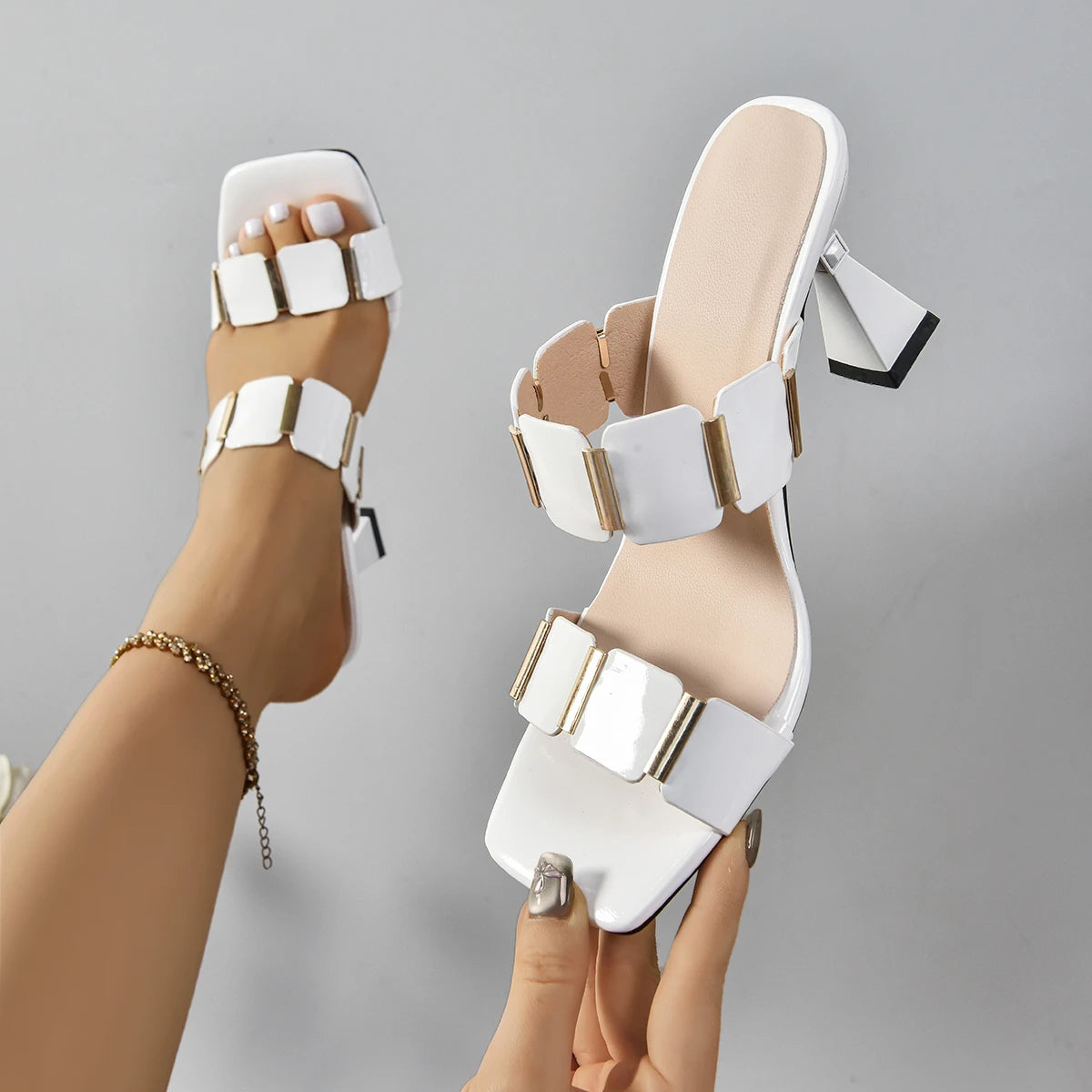 Shoes for Women 2025 Women Fashion Spring Summer High Heel Sandals Lady Sexy Comfortable Female Cute PU Sandals Women Shoes