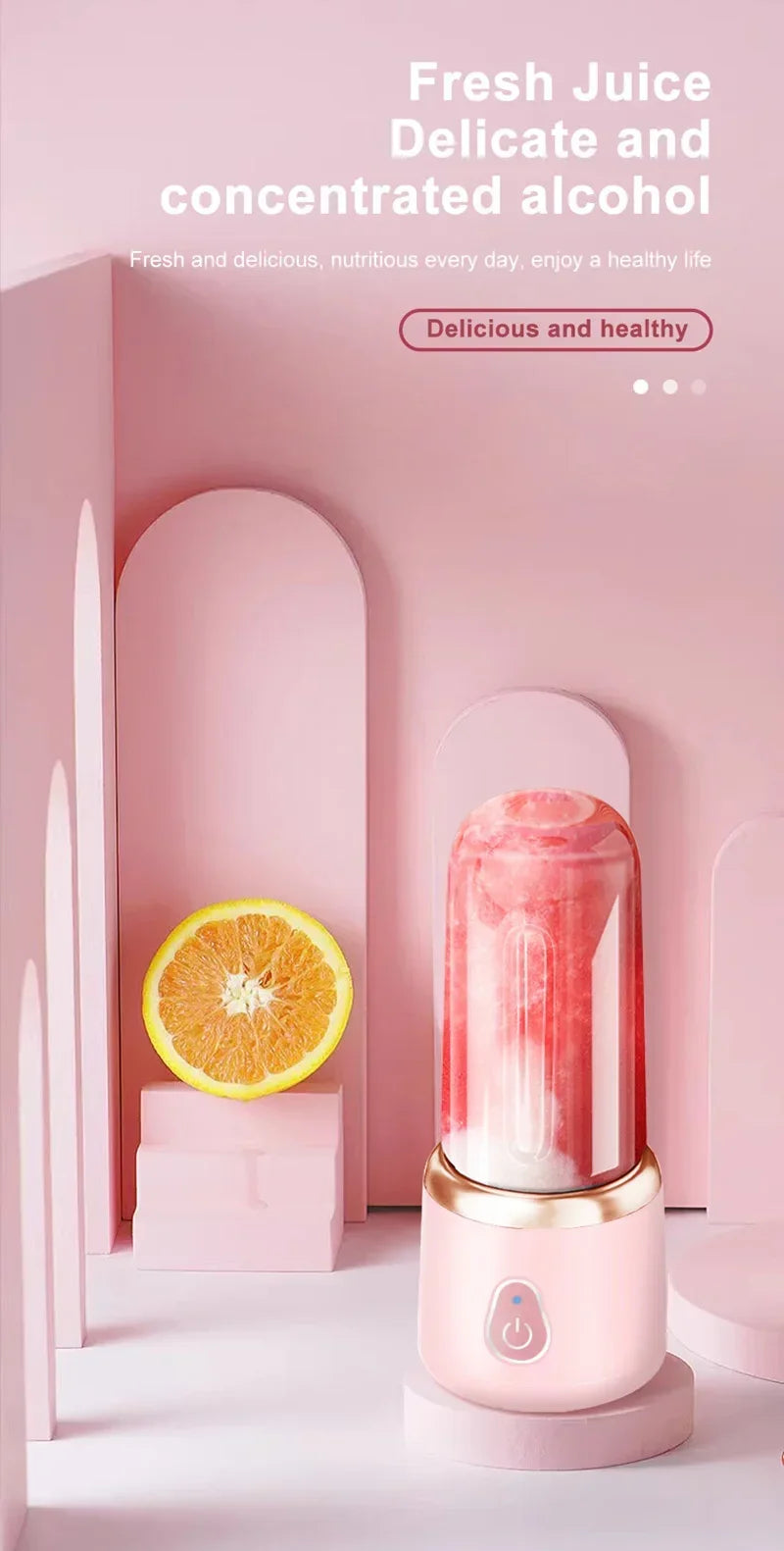 Portable Juicer for Shakes Smoothies Rechargeable USB 400ML Traveling Fruit Juicer Double Cup Fruit Blender Juicer Cup