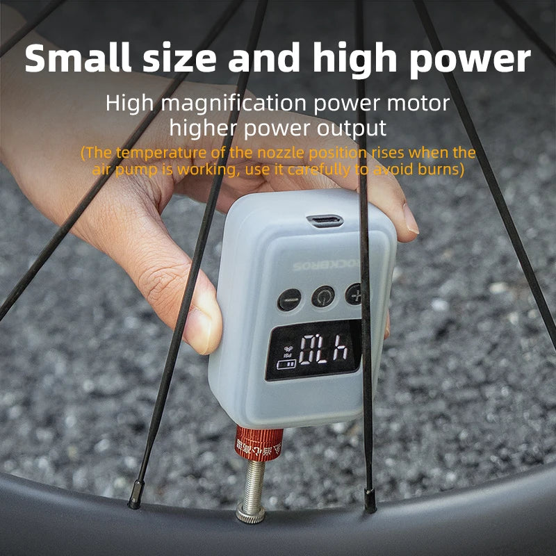 ROCKBROS 150 PSI Portable Pocket Bike Electric Air Pump With Digital Pressure MINI Fast Rechargeable Compressor Tire Inflator