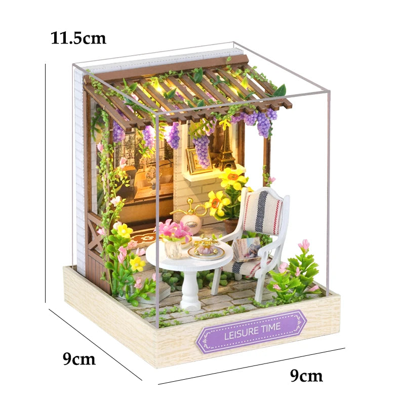 Wooden Miniature Doll House DIY Small House Kit Making Room Toys 3D Puzzle Assembly Building Model Toys for Birthday Gifts
